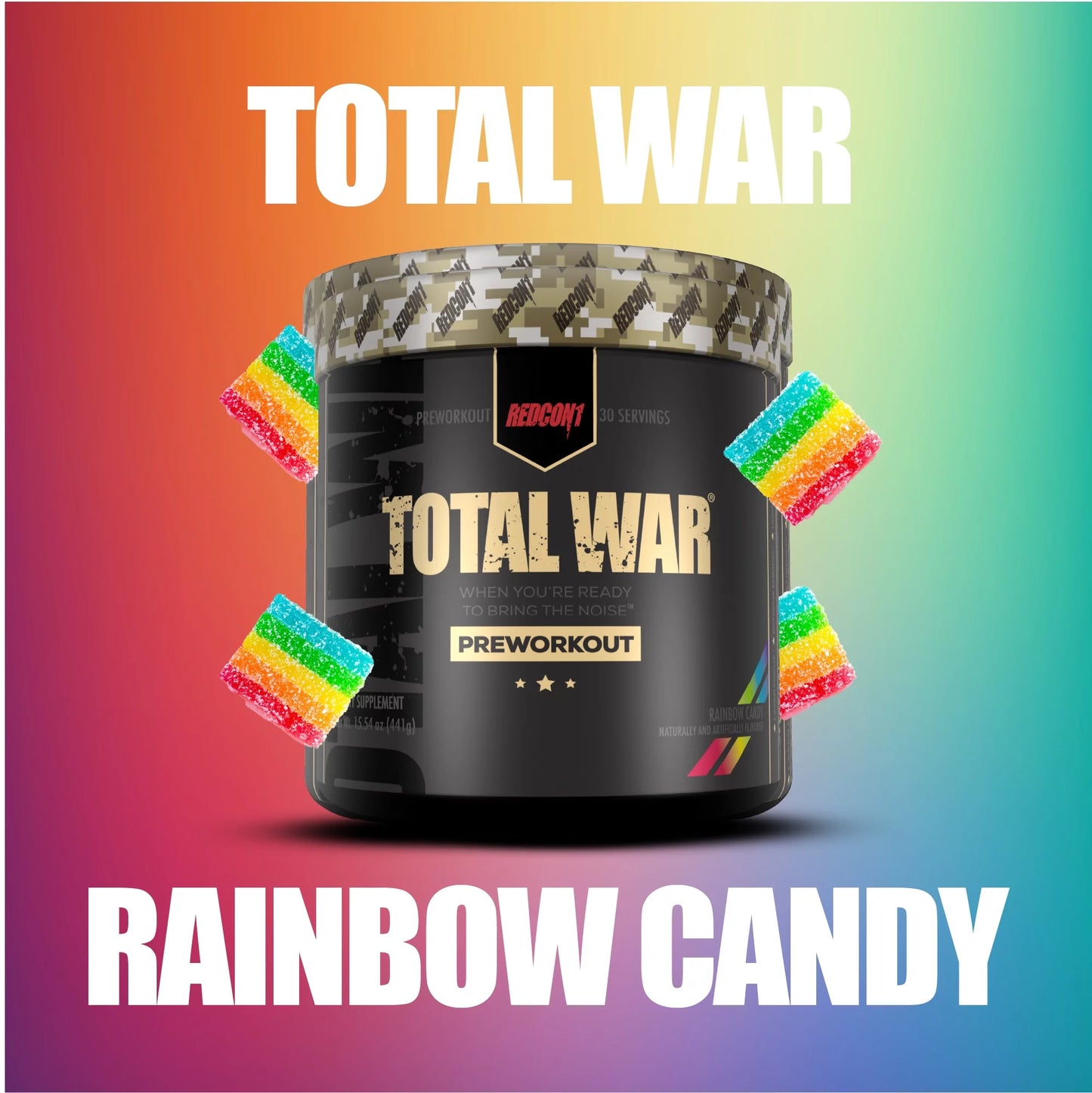 Total War Preworkout, Rainbow Candy, Powder, 30 Servings