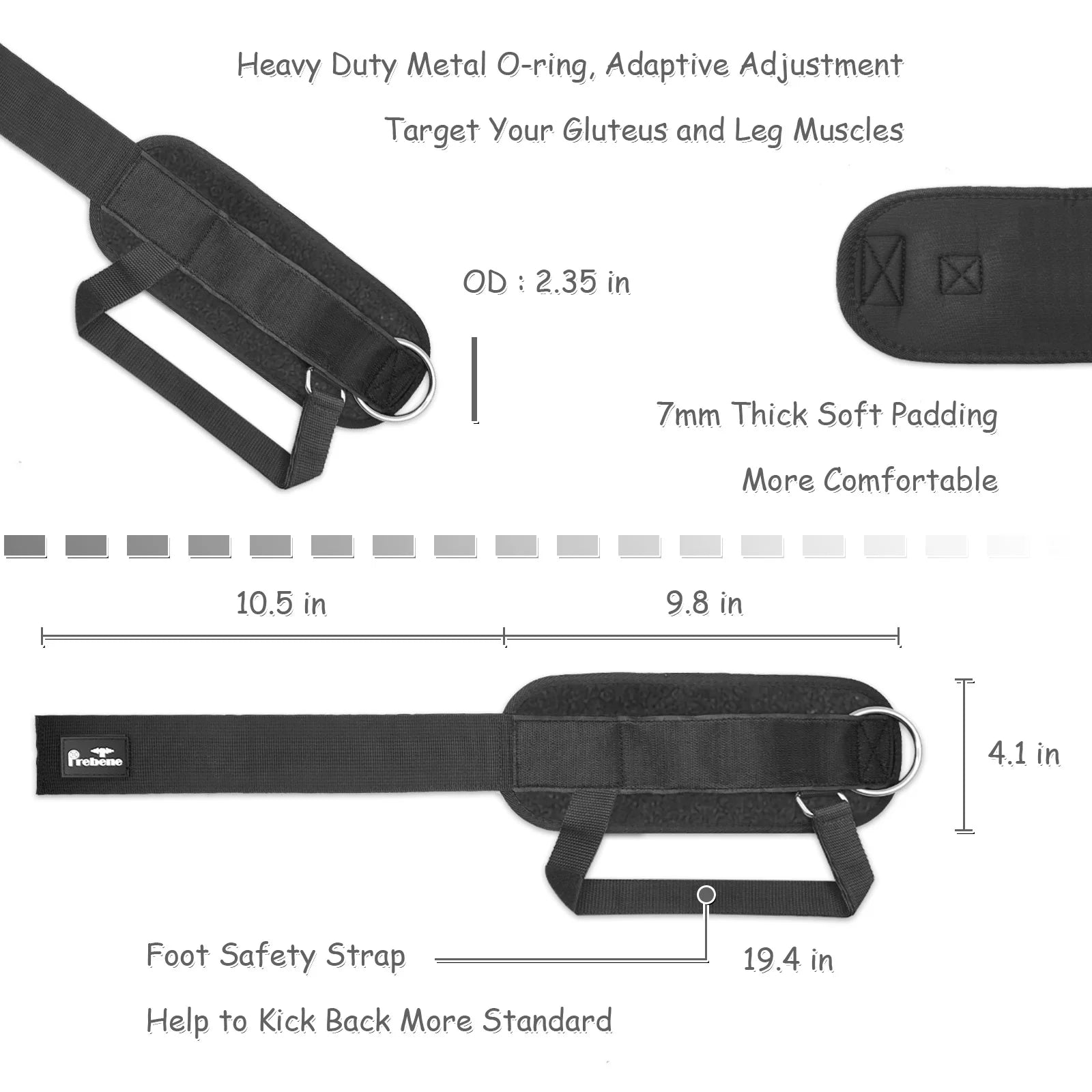 Ankle Strap for Cable Machines, Adaptive O-Ring for Adjustable Ankle Cuffs