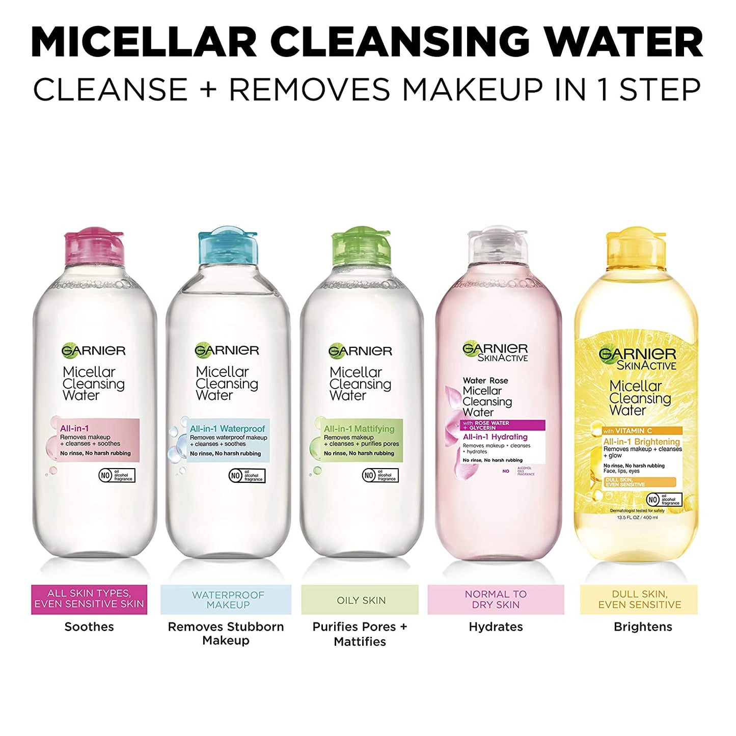 Micellar Water with Rose Water and Glycerin, Hydrating Facial Cleanser & Makeup Remover, for All Skin Types, Vegan, Cruelty Free, 13.5 Fl Oz (400Ml), 1 Count