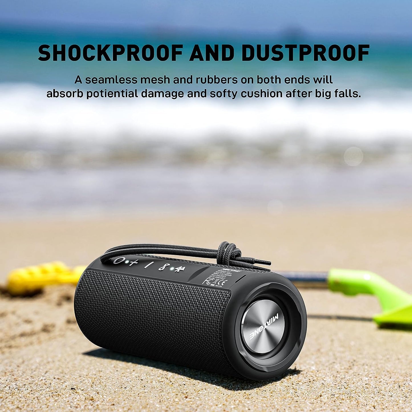 Boombox Outdoor Portable Bluetooth Speaker Waterproof Wireless Speakers Valentines Day Gifts for Men Boyfriend Him - Black