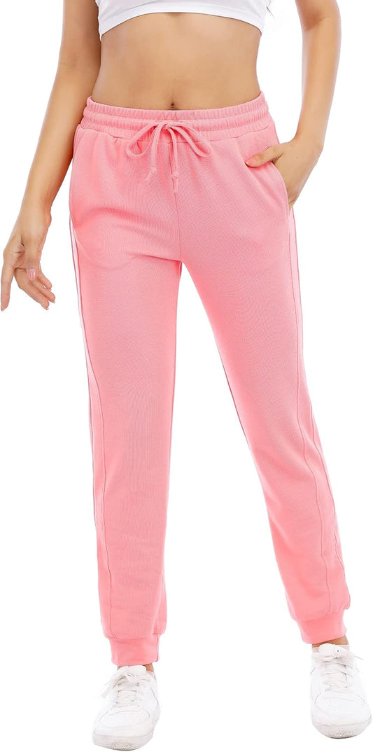 Women'S Lightweight Joggers Pants Quick Dry Running Hiking Pants Athletic Workout Track Pants (1210-Pink-L)