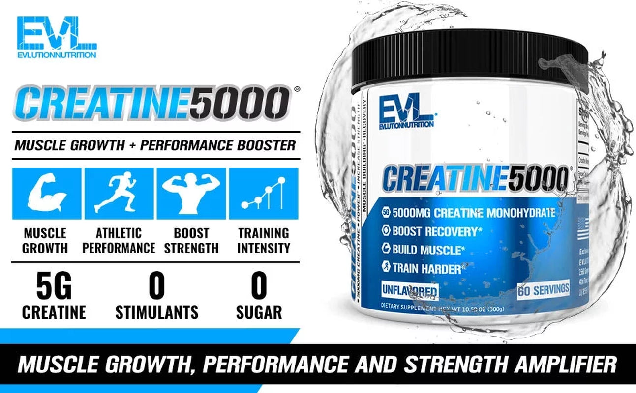 (2 Pack) Creatine Monohydrate Powder 5000Mg Unflavored 60 Servings - Creatine Supplement to Boost Recovery & Build Muscle