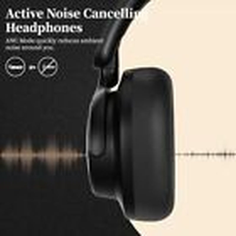 Noise Cancelling Headphones, Bluetooth Headphones over the Ear Headphones Black