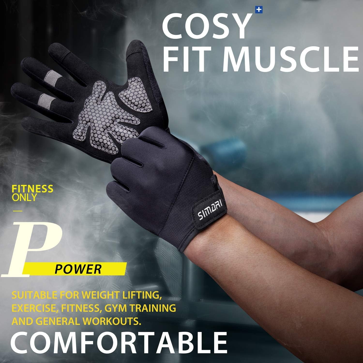 Weight Lifting Workout Gym Gloves Full Finger with Wrist Wrap Support for Men Women, Full Palm Protection, for Lifting, Weightlifting, Training, Fitness, Hanging, Pull Ups