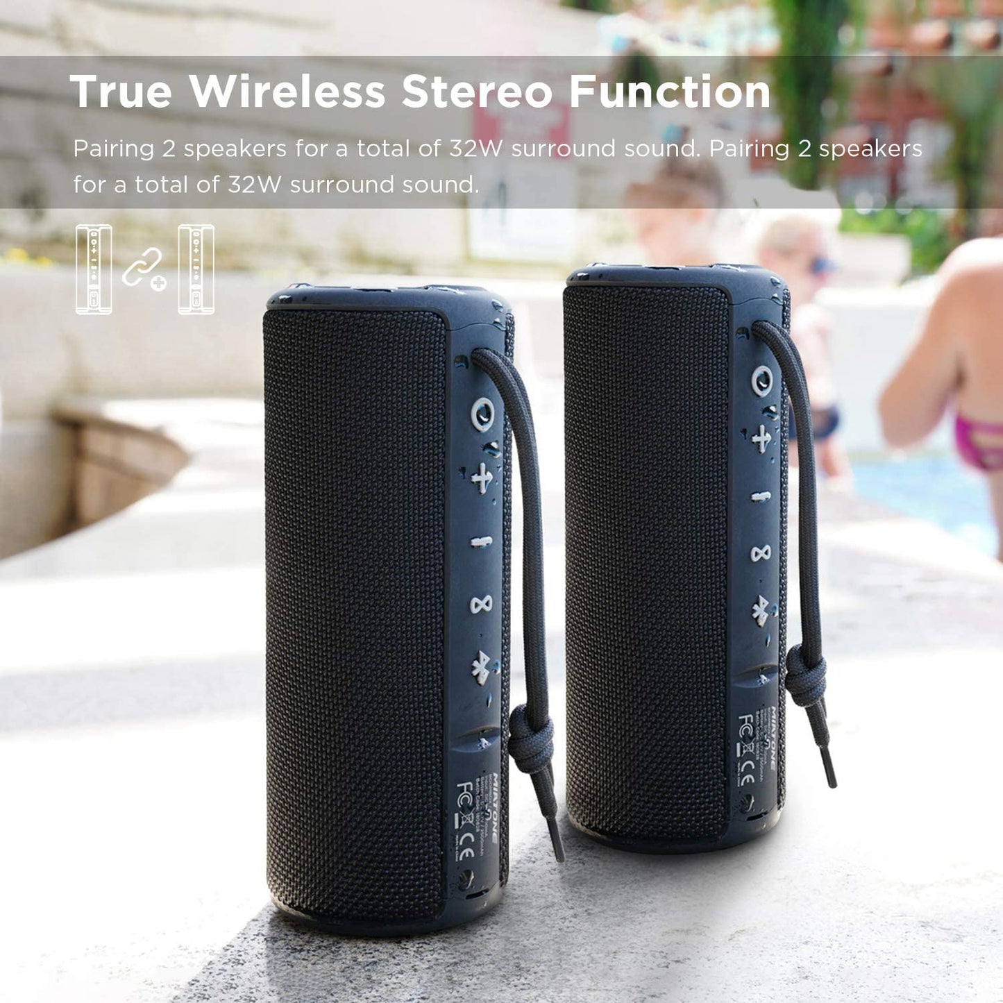 Boombox Outdoor Portable Bluetooth Speaker Waterproof Wireless Speakers Valentines Day Gifts for Men Boyfriend Him - Black