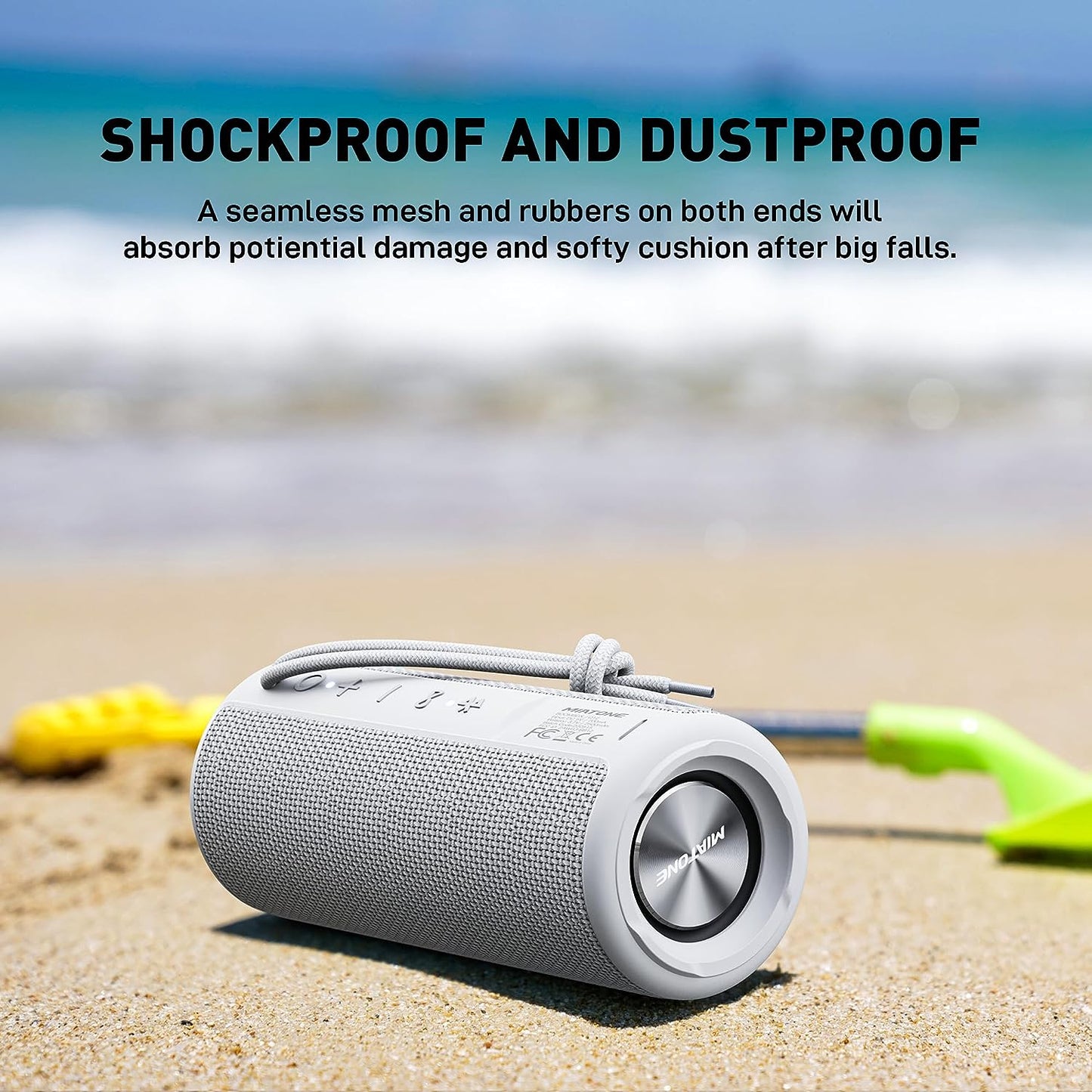 Boombox Portable Bluetooth Wireless Speaker Waterproof Shower Speaker - Grey